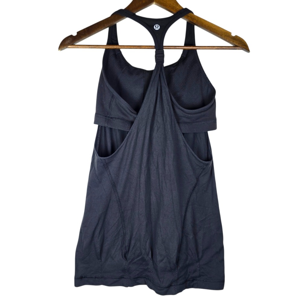 Lululemon Practice Freely Tank Top Size 4 Black Yoga Gym Running Athletic Women